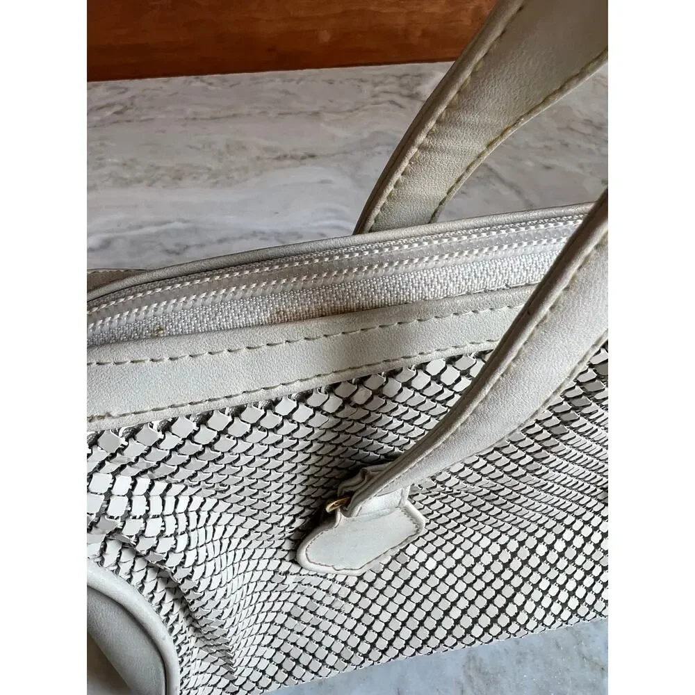 Vintage Whiting & Davis off white mesh Top Handle Bag